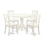 Ensemble de table de cuisine 5 pièces - une table à manger et 4 chaises de salle à manger en similicuir, 91x91 cm, Blanc lin