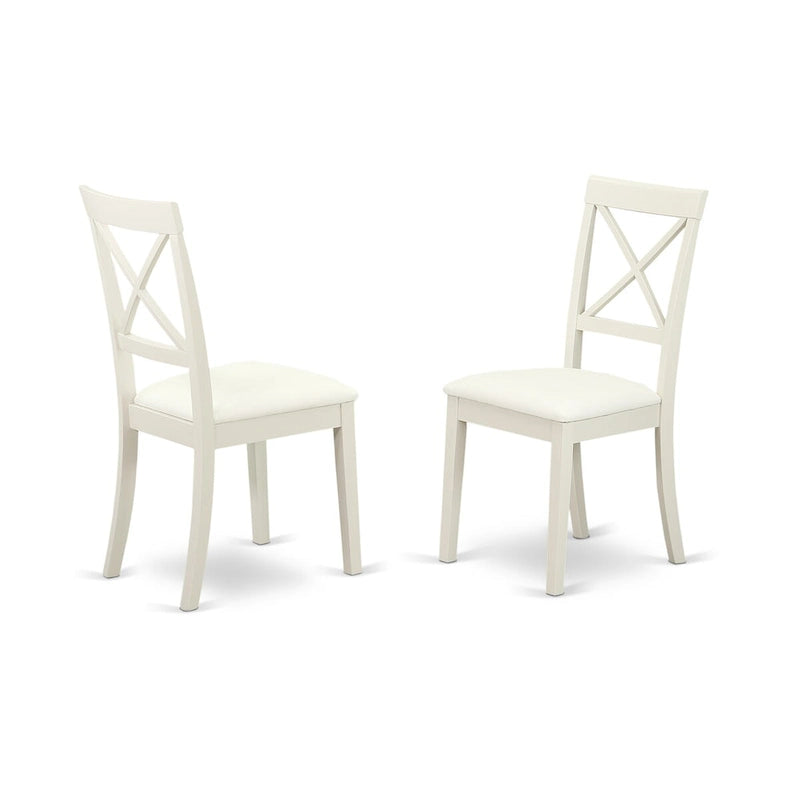 Ensemble de table de cuisine 5 pièces - une table à manger et 4 chaises de salle à manger en similicuir, 91x91 cm, Blanc lin