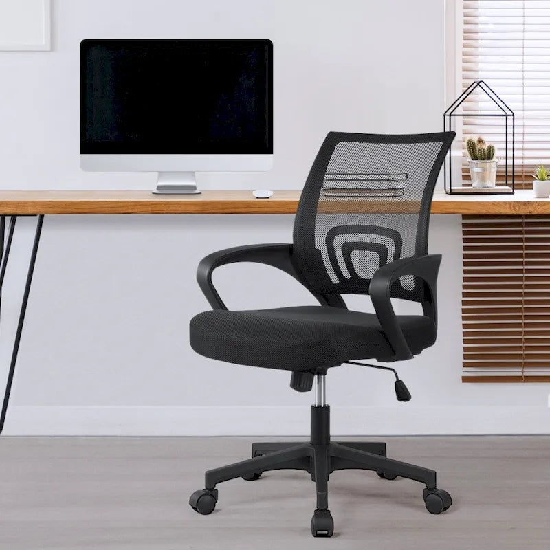 Chaise de bureau ergonomique réglable, dossier mi-hauteur en maille pivotante