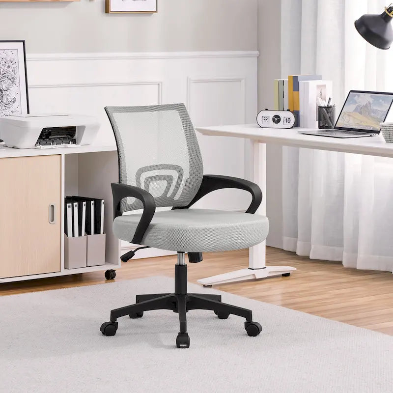 Chaise de bureau ergonomique réglable, dossier mi-hauteur en maille pivotante