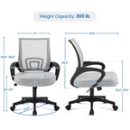 Chaise de bureau ergonomique réglable, dossier mi-hauteur en maille pivotante