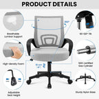 Chaise de bureau ergonomique réglable, dossier mi-hauteur en maille pivotante