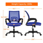 Chaise de bureau ergonomique réglable, dossier mi-hauteur en maille pivotante