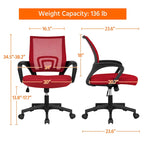 Chaise de bureau ergonomique réglable, dossier mi-hauteur en maille pivotante