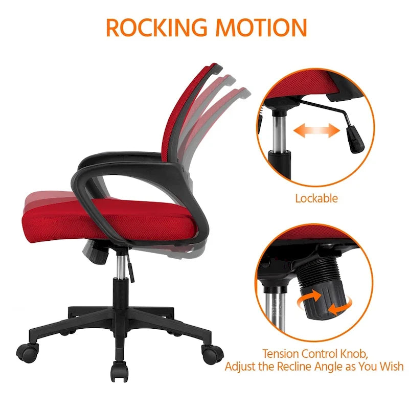 Chaise de bureau ergonomique réglable, dossier mi-hauteur en maille pivotante