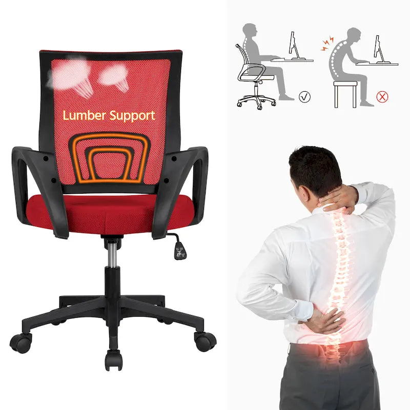 Chaise de bureau ergonomique réglable, dossier mi-hauteur en maille pivotante