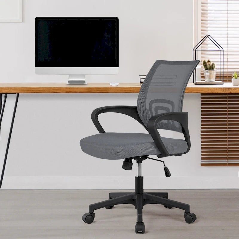 Chaise de bureau ergonomique réglable, dossier mi-hauteur en maille pivotante