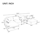 Canapé d'angle moderne en U avec 2 grandes méridiennes et poufs amovibles