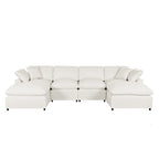 Canapé d'angle moderne en U avec 2 grandes méridiennes et poufs amovibles