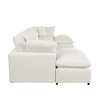 Canapé d'angle moderne en U avec 2 grandes méridiennes et poufs amovibles