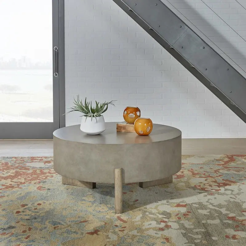 Ensemble de tables basses rondes 3 pièces Affinity Taupe Cendré et Béton