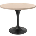 Table à manger ronde Verve 36 avec plateau en bois MDF et base en acier noir pour cuisine et salle à manger