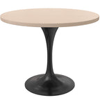 Table à manger ronde Verve 36 avec plateau en bois MDF et base en acier noir pour cuisine et salle à manger