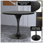 Table à manger ronde Verve 36 avec plateau en bois MDF et base en acier noir pour cuisine et salle à manger