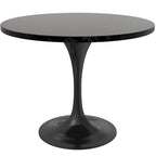 Table à manger ronde Verve 36 avec plateau en bois MDF et base en acier noir pour cuisine et salle à manger