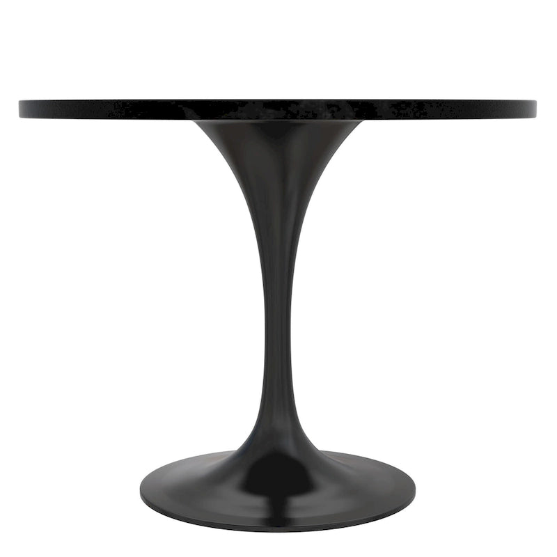 Table à manger ronde Verve 36 avec plateau en bois MDF et base en acier noir pour cuisine et salle à manger