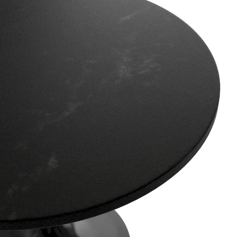Table à manger ronde Verve 36 avec plateau en bois MDF et base en acier noir pour cuisine et salle à manger