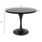 Table à manger ronde Verve 36 avec plateau en bois MDF et base en acier noir pour cuisine et salle à manger