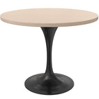 Table à manger ronde Verve 36 avec plateau en bois MDF et base en acier noir pour cuisine et salle à manger