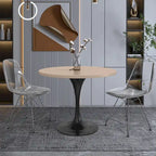 Table à manger ronde Verve 36 avec plateau en bois MDF et base en acier noir pour cuisine et salle à manger