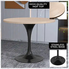 Table à manger ronde Verve 36 avec plateau en bois MDF et base en acier noir pour cuisine et salle à manger