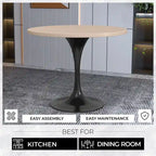 Table à manger ronde Verve 36 avec plateau en bois MDF et base en acier noir pour cuisine et salle à manger