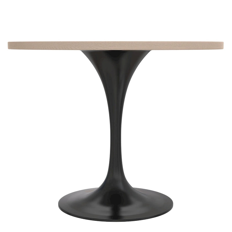 Table à manger ronde Verve 36 avec plateau en bois MDF et base en acier noir pour cuisine et salle à manger