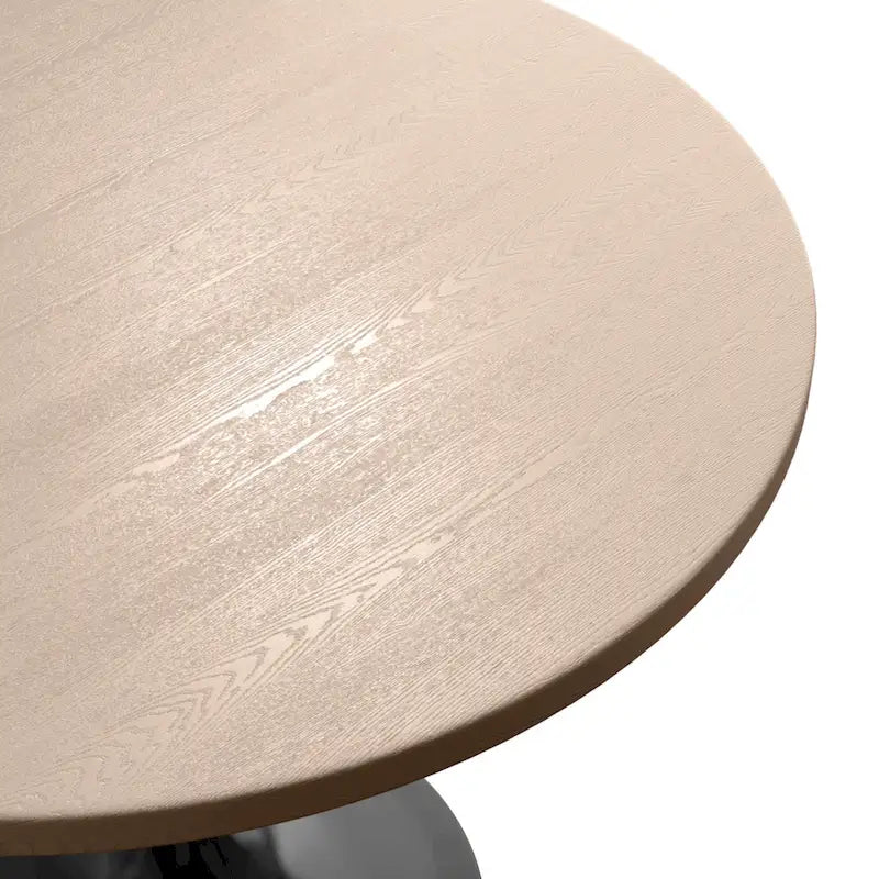 Table à manger ronde Verve 36 avec plateau en bois MDF et base en acier noir pour cuisine et salle à manger