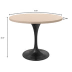 Table à manger ronde Verve 36 avec plateau en bois MDF et base en acier noir pour cuisine et salle à manger