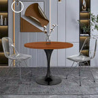 Table à manger ronde Verve 36 avec plateau en bois MDF et base en acier noir pour cuisine et salle à manger