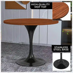 Table à manger ronde Verve 36 avec plateau en bois MDF et base en acier noir pour cuisine et salle à manger