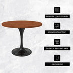 Table à manger ronde Verve 36 avec plateau en bois MDF et base en acier noir pour cuisine et salle à manger