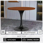 Table à manger ronde Verve 36 avec plateau en bois MDF et base en acier noir pour cuisine et salle à manger