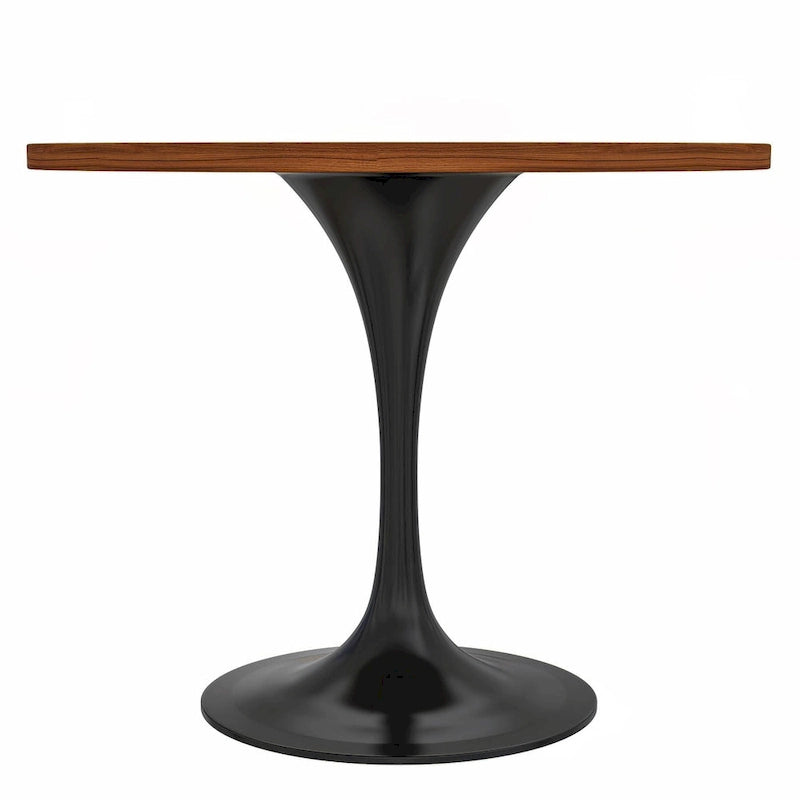 Table à manger ronde Verve 36 avec plateau en bois MDF et base en acier noir pour cuisine et salle à manger