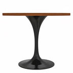 Table à manger ronde Verve 36 avec plateau en bois MDF et base en acier noir pour cuisine et salle à manger