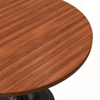 Table à manger ronde Verve 36 avec plateau en bois MDF et base en acier noir pour cuisine et salle à manger