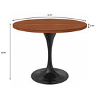 Table à manger ronde Verve 36 avec plateau en bois MDF et base en acier noir pour cuisine et salle à manger