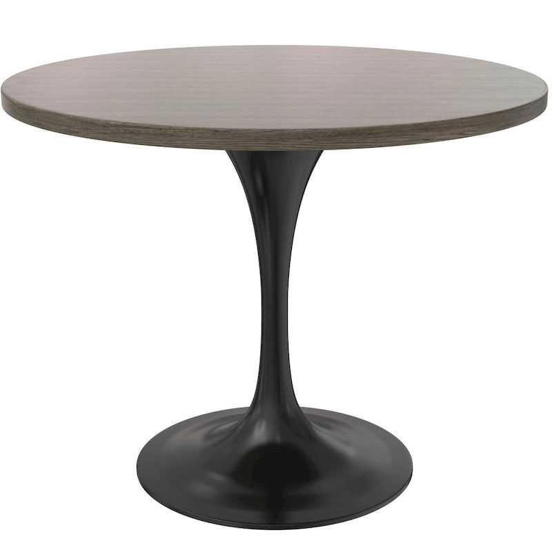 Table à manger ronde Verve 36 avec plateau en bois MDF et base en acier noir pour cuisine et salle à manger
