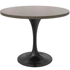 Table à manger ronde Verve 36 avec plateau en bois MDF et base en acier noir pour cuisine et salle à manger