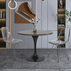 Table à manger ronde Verve 36 avec plateau en bois MDF et base en acier noir pour cuisine et salle à manger