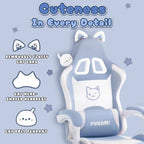 Chaise de jeu avec oreilles de chat et coussin patte de chat, jolie chaise d'ordinateur inclinable kawaii pour fille avec repose-pieds