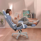 Chaise de jeu avec oreilles de chat et coussin patte de chat, jolie chaise d'ordinateur inclinable kawaii pour fille avec repose-pieds
