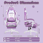 Chaise de jeu avec oreilles de chat et coussin patte de chat, jolie chaise d'ordinateur inclinable kawaii pour fille avec repose-pieds