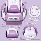 Chaise de jeu avec oreilles de chat et coussin patte de chat, jolie chaise d'ordinateur inclinable kawaii pour fille avec repose-pieds