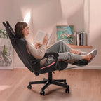 Chaise de jeu avec oreilles de chat et coussin patte de chat, jolie chaise d'ordinateur inclinable kawaii pour fille avec repose-pieds