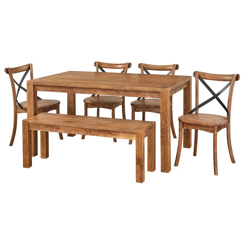 Ensemble de salle à manger 6 pièces Dominique avec banc