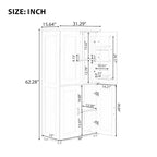 Meuble de salle de bain autoportant haut et large avec 4 portes et étagères réglables