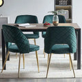 Chaises de salle à manger en velours avec pieds en métal et dossier évidé, lot de 4 chaises de salle à manger rembourrées
