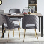 Chaises de salle à manger en velours avec pieds en métal et dossier évidé, lot de 4 chaises de salle à manger rembourrées