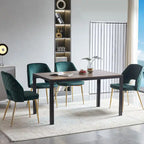 Chaises de salle à manger en velours avec pieds en métal et dossier évidé, lot de 4 chaises de salle à manger rembourrées